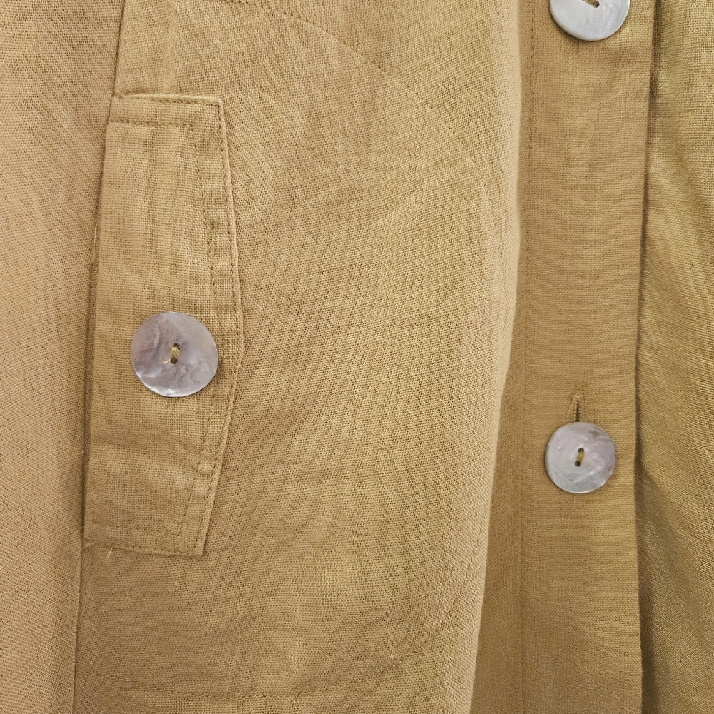JNY Jones New York M Medium women's yellow over coat jacket blazer 55% LINEN - Picture 5 of 15